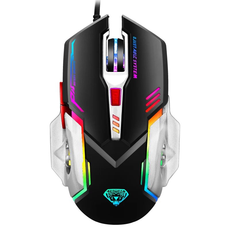 

Fashion Design G402 Wired Gaming Mouse Programmable with Breathing Light, 3200 DPI Tracking, Ergonomic Game USB Computer Mouse, Black white
