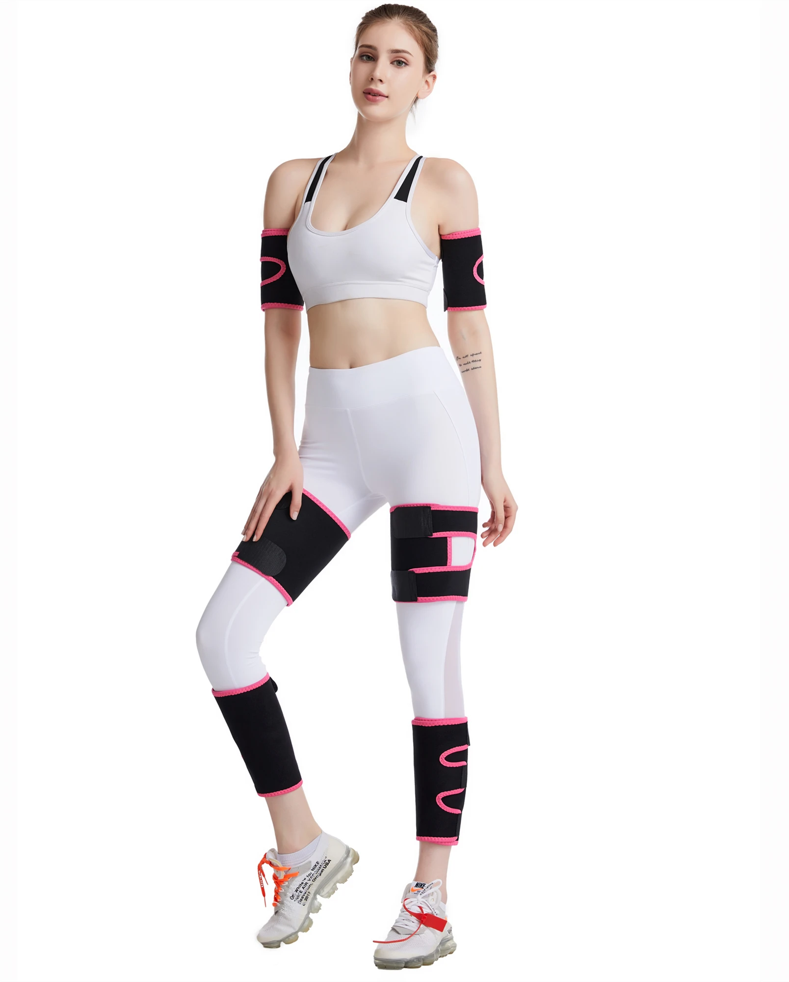 

Custom Logo Loss Weight Sweat Sauna Body Shaper Wraps Neoprene Arm Shaper wear Arm Trimmer Shapewear For Women, Pink