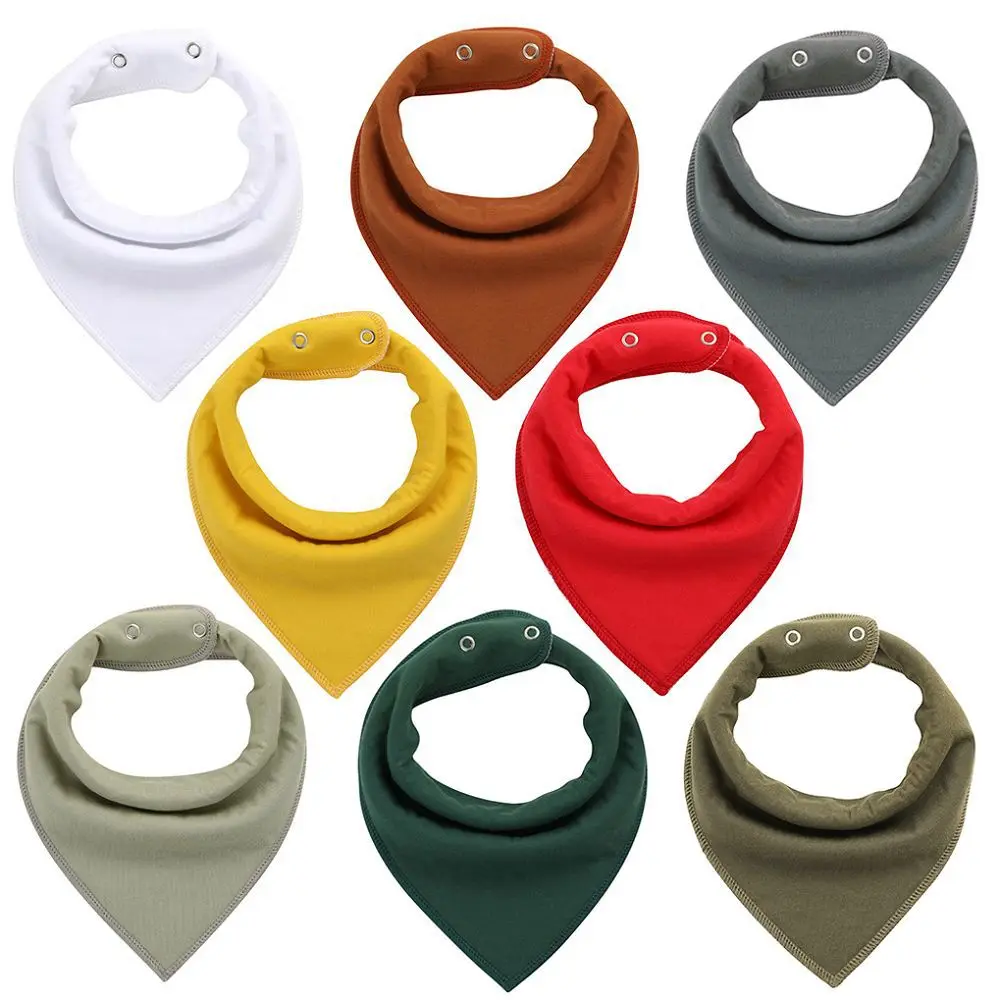 

New solid color baby cotton triangle scarf bib double-layer children's saliva towel bib processing custom factory direct sales, Printed color