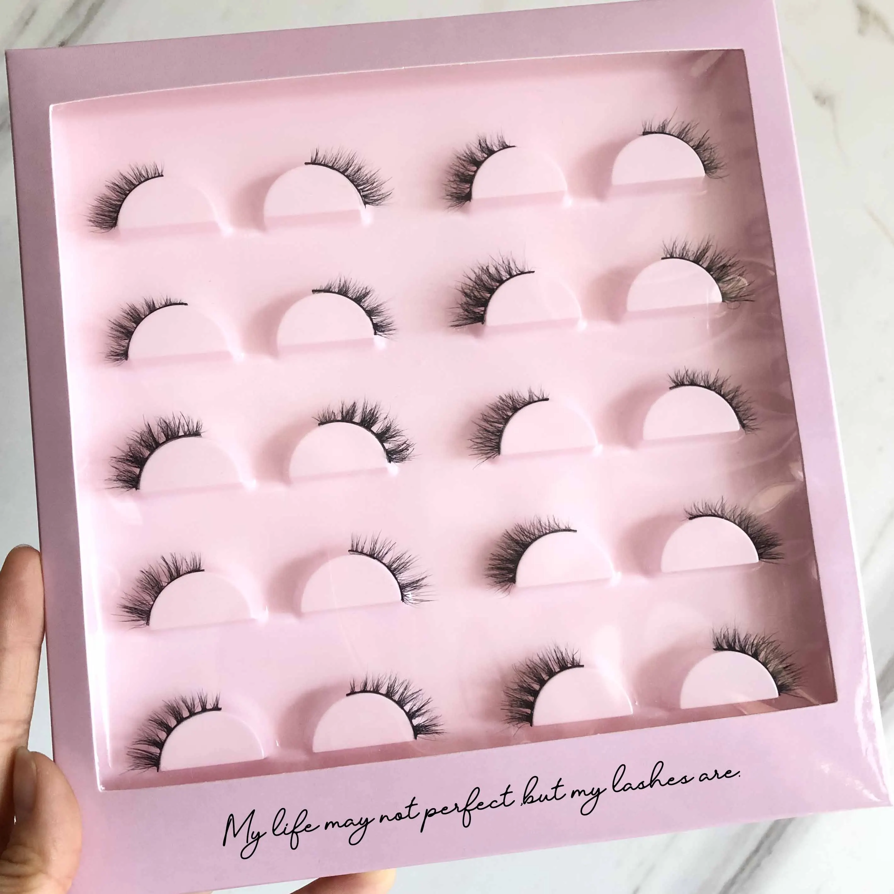 

iShero pink lashes book 3D short mink eyelashes half lashes corner lashes, Black