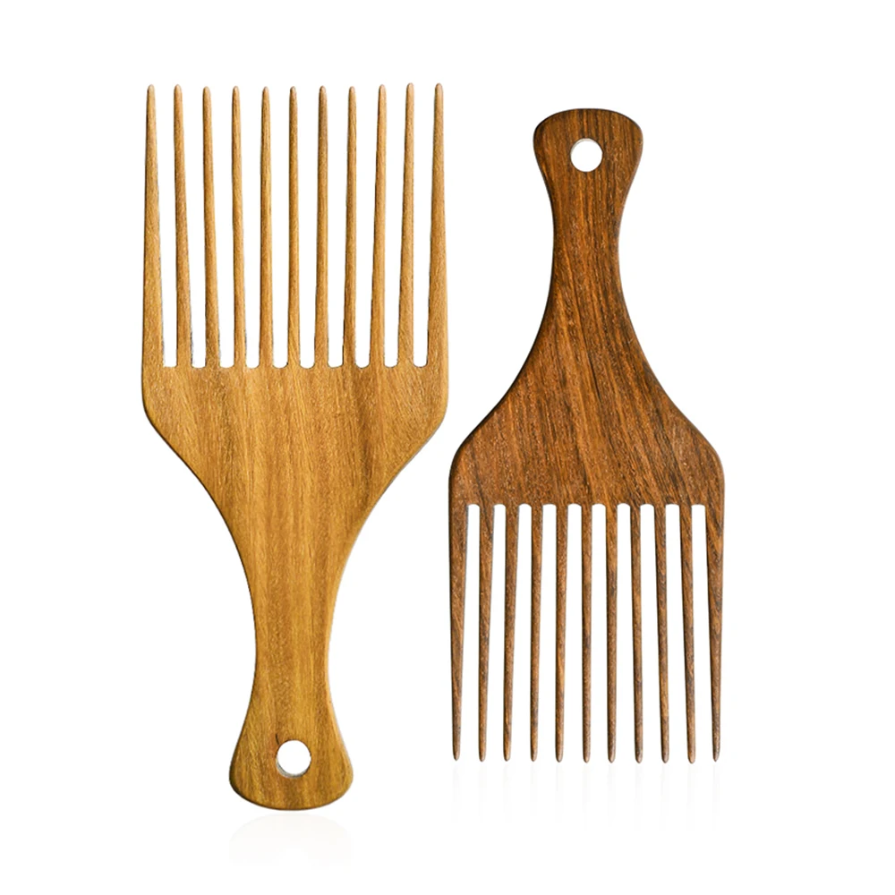 

High Quality Custom Logo Sandalwood Afro Pick Comb Wide Tooth Comb Detangle Styling for Hair, Natural