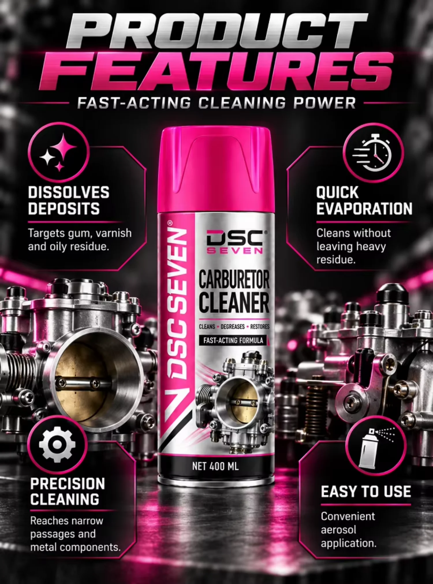 DSC SEVEN High Performance Carb & Choke Cleaner Instant Carbon & Varnish Remover