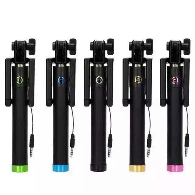 

Mini Remote Wire-control Selfie Stick With Button Portable Extendable Phone Monopod selfie pole universal for IPhone Android