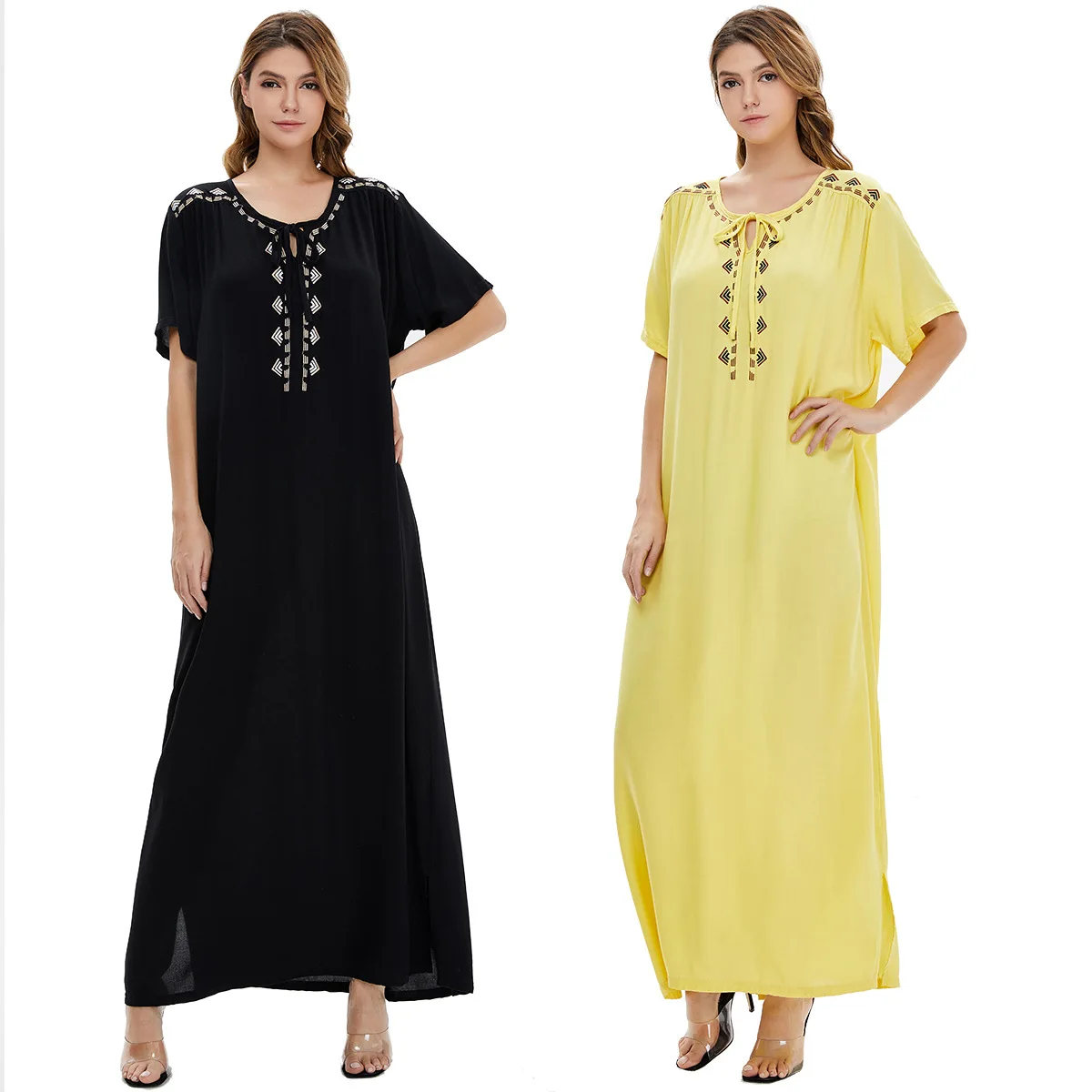

CX86 Soft abaya islamic clothing Elegant Long Dress Ladies Robe dubai abaya fabric muslim dress for woman, 2 colors