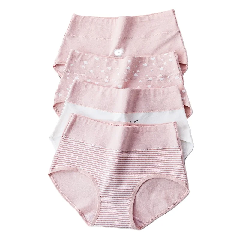 

Plus Size M-5XL Slimming Breathable Cute Print Young Girls Seamless Female Lingerie High Waist Cotton Underwear Women's Panties