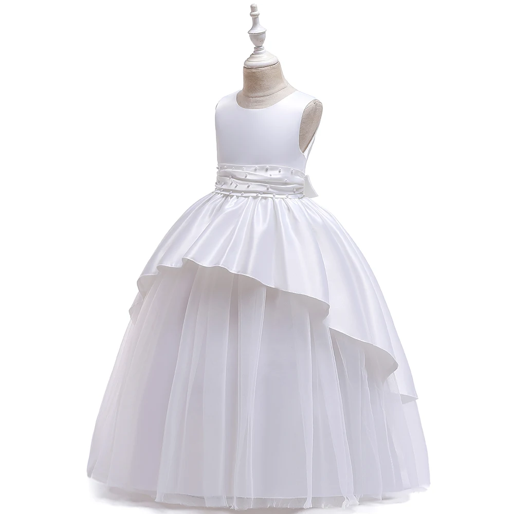 Robe Enfant Summer Kids Girls Clothes Sleeveless Baby Girl Wedding Party Dress LP-229, Sky blue,champagne,white,red,blue