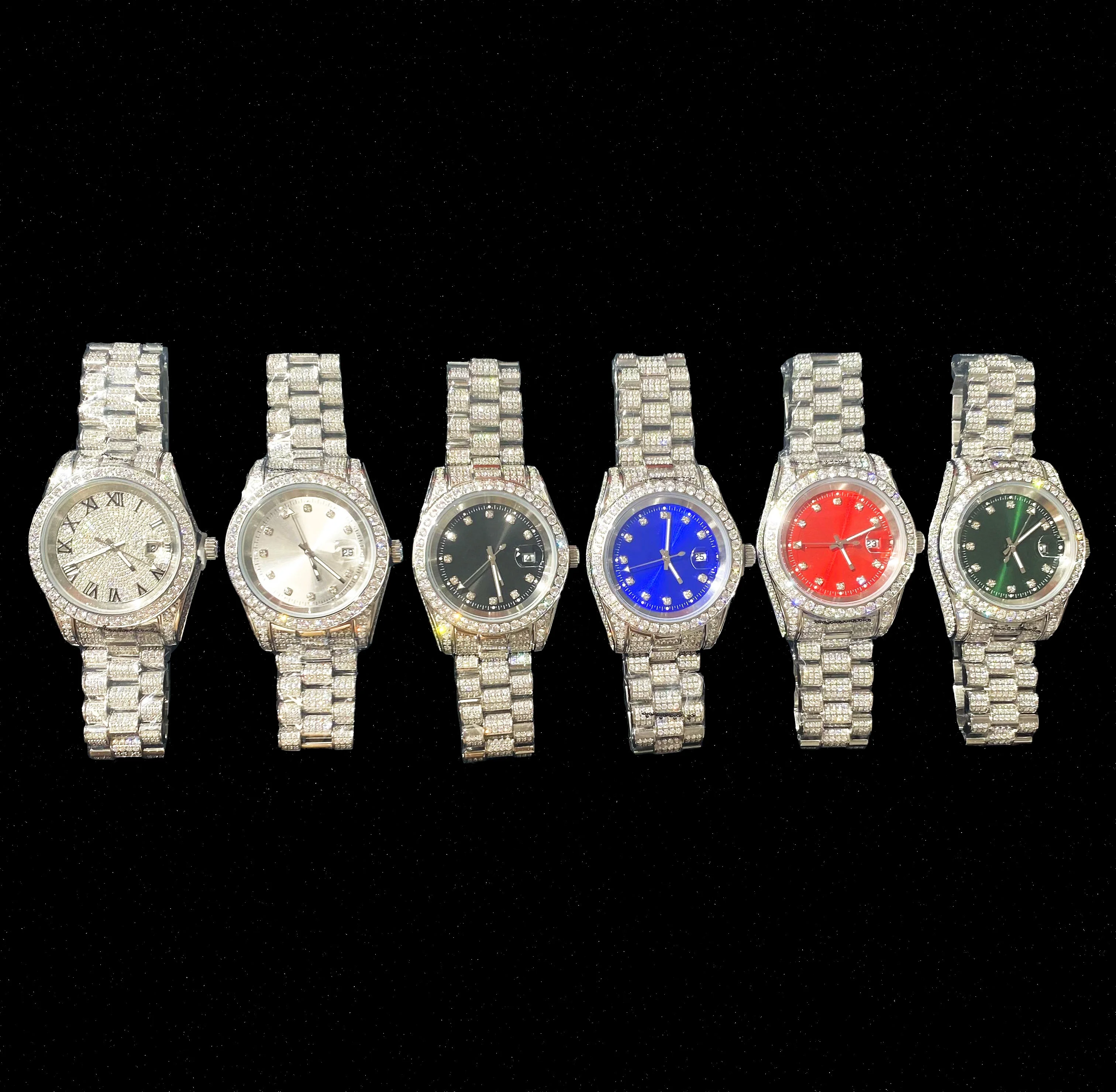 

Wholesale custom hip hop jewelry Diamond CZ Stone stainless steel Unisex waterproof watch with men's watch quartz watch