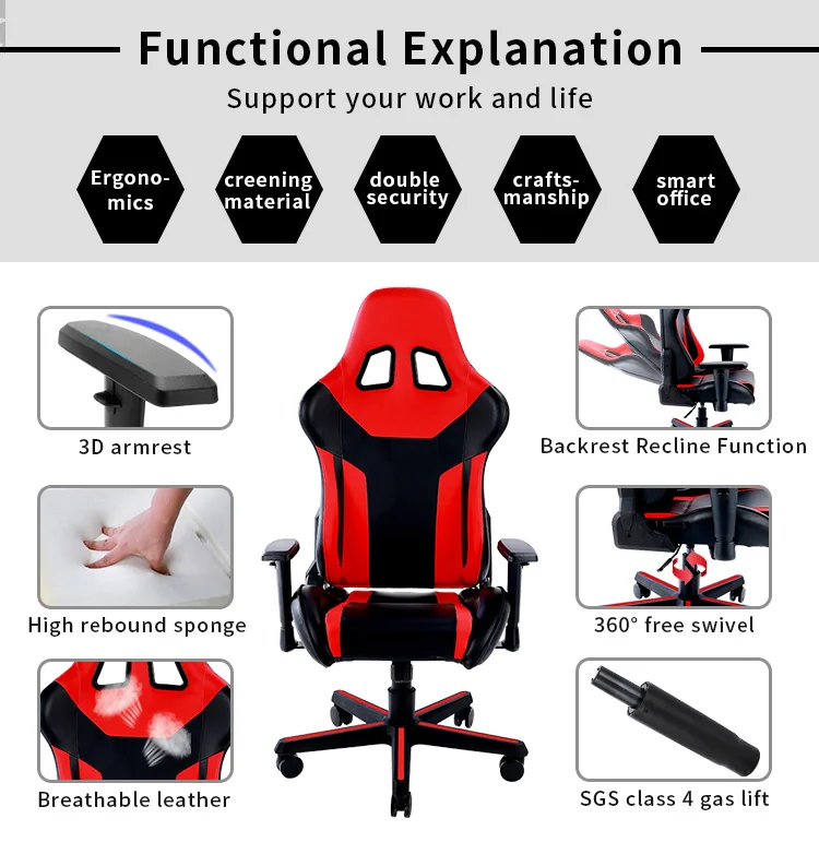 PC GAMER sillas escritorio Best Long Quality Gurantee Adjustable Armrest Gaming Chair