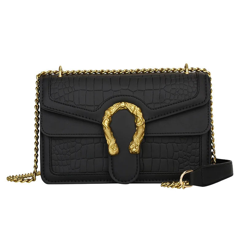 

Vintage Clutch shoulder bag, Small crocodile crossbody bag chain purse Designer handbags for women (Black)