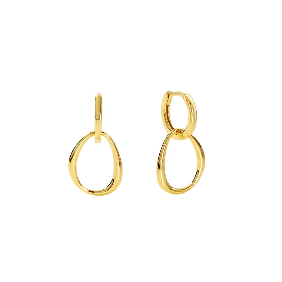 

nagosa new arrival 18k gold vermeil 925 sterling silver interlock circle dangle hoop earrings women jewelry