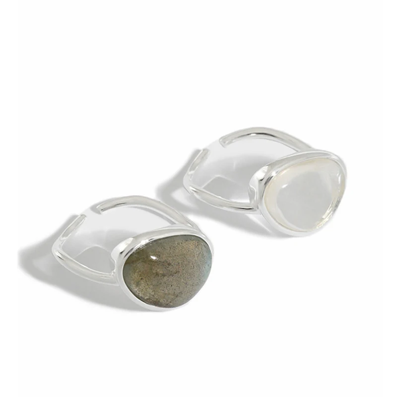 

WMJA548 Beautifully Bohemian Ring Irregular Gem Moonstone Ring in Yellow Gold Plated Sterling Silver