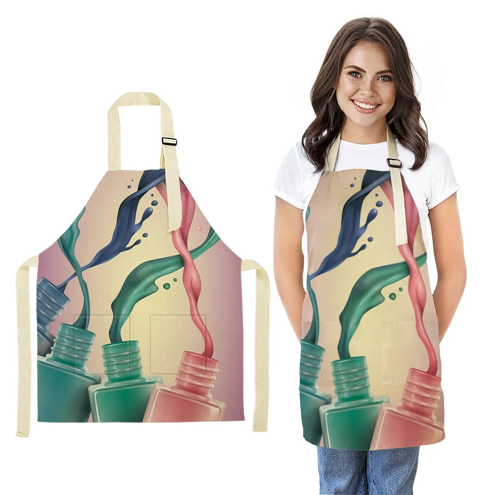 

Wholesale Waterproof Polyester Customize Logo Beauty Colorful Work Nail Salon Apron, Customized