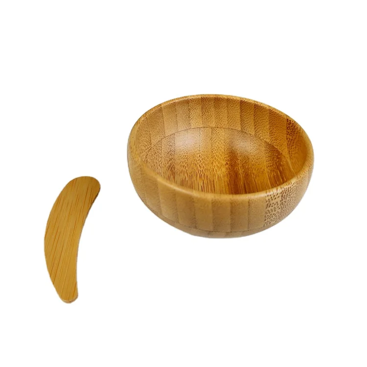 

Wholesales Eco Friendly Facial Mask Bamboo Bowl Cosmetic Tool Bowl with Stir Spatula Mini Natural 50g in Stock Avaliable, Customized