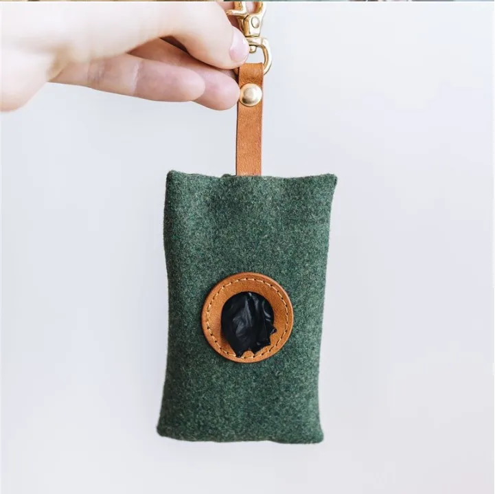 

Hot Selling Felt Dog Poop Bag Holder Eco-friendly Dog Poop Bag Dispenser Dog Waste Poop bags, Green/grey