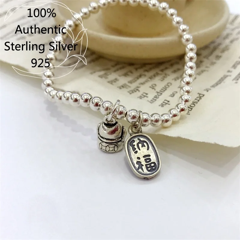 

2021 Pulseras de Plata de Ley 925 Mujer 925 Silver Beads Bracelet for Women Teen Girls Elastic Amulet Cat Brcelet-miyuki