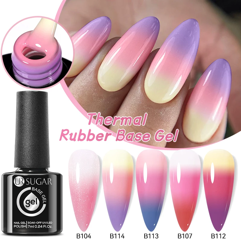

UR SUGAR 2 in 1 Shimmer Thermal Colour Rubber Base 2023 NEW Temperature Color Changing Soak Off UV Gel Nail Polish