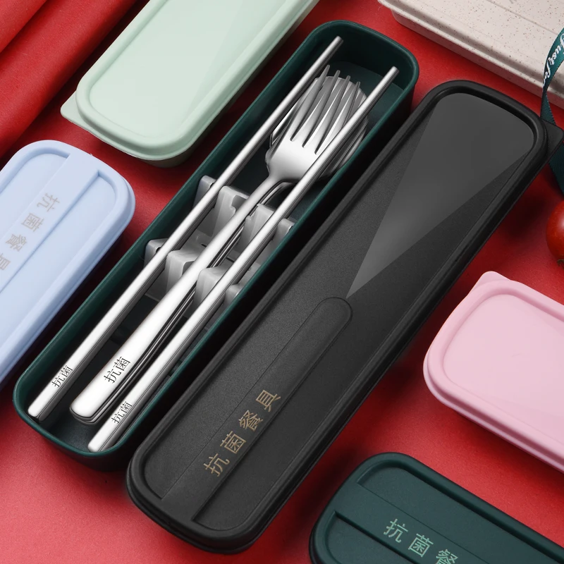 

3pcs flatware Spoon Chopsticks spoon set High Quality Anti-bacteria New 316Stainless Steel Cutlery Set with Case
