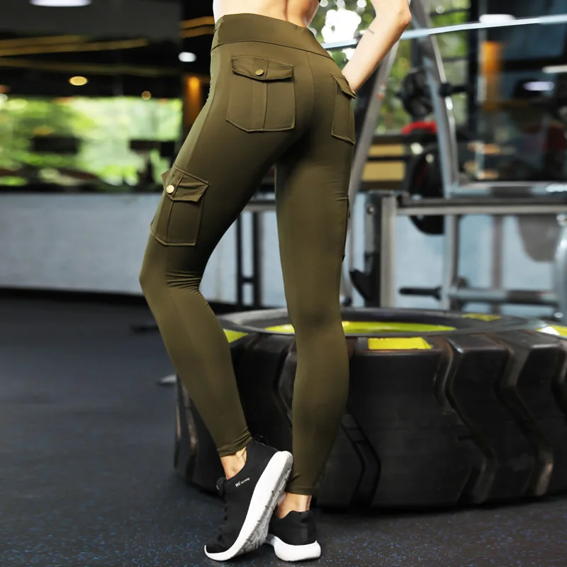 

2021 Solid Color Piece Leggings China Manufacturers Pocket Legging For Woman, Green, black, dark grey