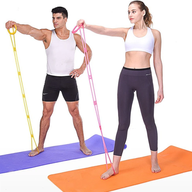 

Colorful Yoga 7 hole elastic band Fitness Silicone Pull Rope Exercise Resistance Band, Red, pink, purple, yellow,geen, blue
