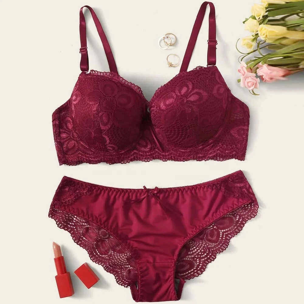 

New Design Fashion Lace Underwear Floral Bra Set Woman Sexy Bra Lingerie