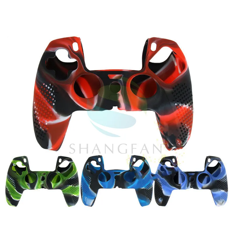 

Camouflage Handle Sleeve Silicone Case Dustproof Skin Protective Cover Anti-Slip for PS5 Gamepad, Optional