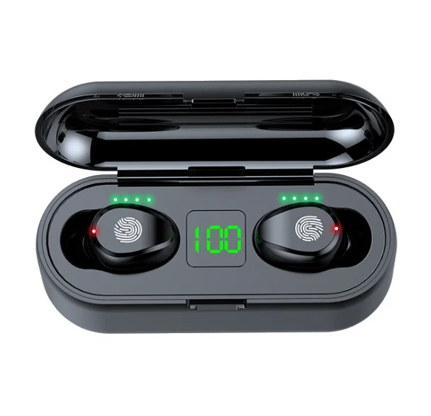 f9 tws bluetooth earphone with 2000mAh Power Bank LED Display Charging Case tws f9 earbuds TWS 5.0 headphone