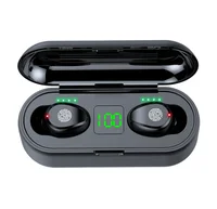 

f9 tws bluetooth earphone with 2000mAh Power Bank LED Display Charging Case tws f9 earbuds TWS 5.0 headphone