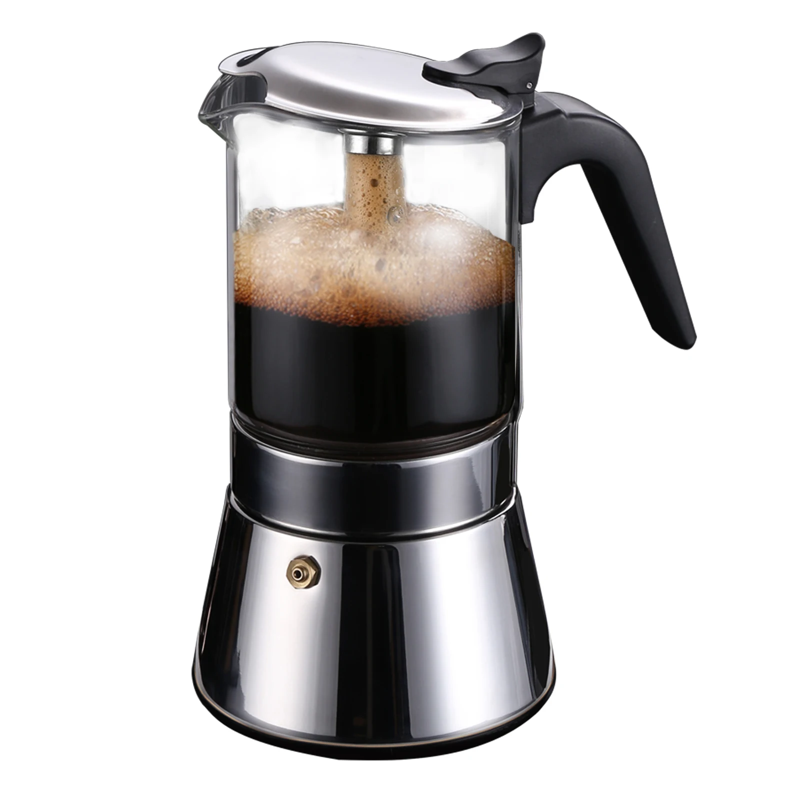 

Commercial Gift Espresso Double Valve Moka pot High Borosilicate Glass Hotel Coffee Maker