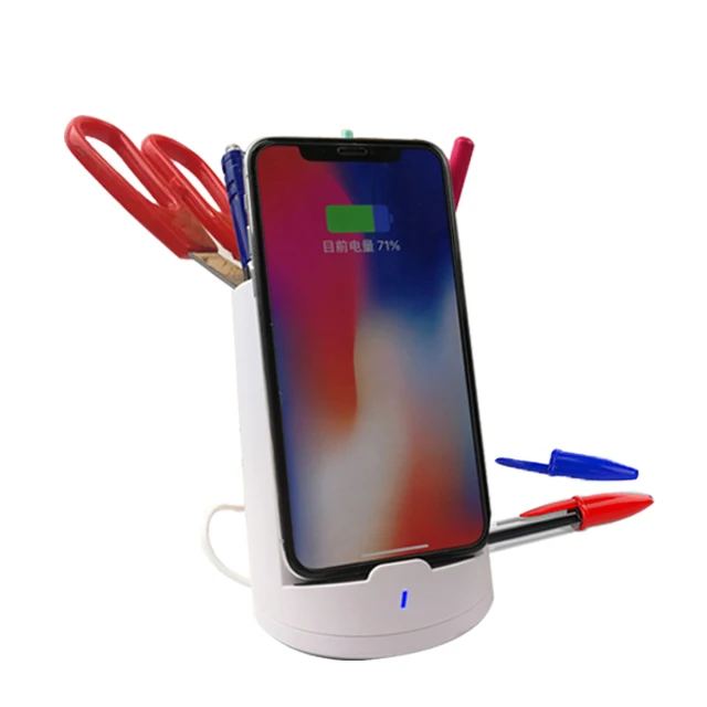 

USA free shipping QI certified 10W fast chargwireless charger with pen holder UUTEK WP001