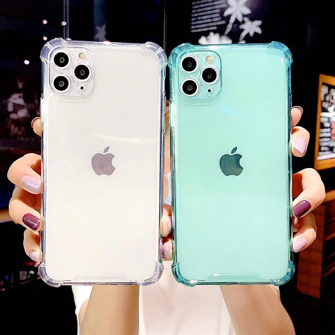 

For iPhone Transparent Case Shockproof,XINGE Flourescent Neon Blue Phone Case for iPhone 12 11 Pro Max Mini Xr Xs Max Hulle, Clear,mint,purple,orange,neon,hot pink
