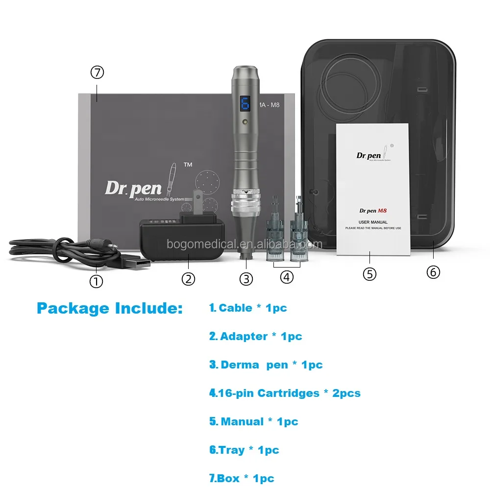 

Dr pen M8 Digital Display 6 Speeds Electric wireless doctor pen with Exclusive Needle Cartridges for MTS
