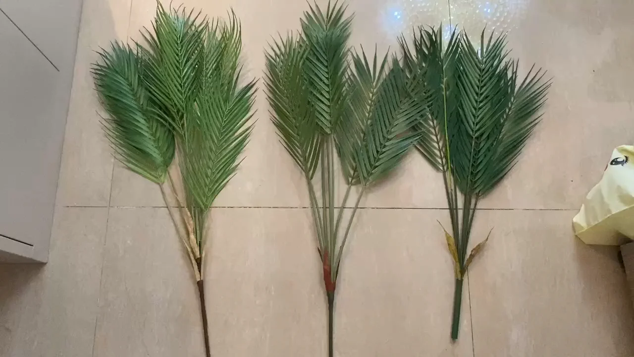 M3090 Green 7heads Large Artificial Plastic Palm Leaves Tree Outdoor