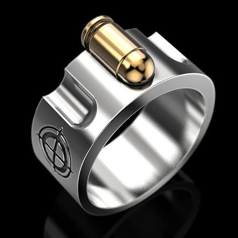 

Fashion Punk Russian Roulette Bullet Shaped Ring Motorcycle Male Revolver Ring Creative Party Nightclub Jewelry