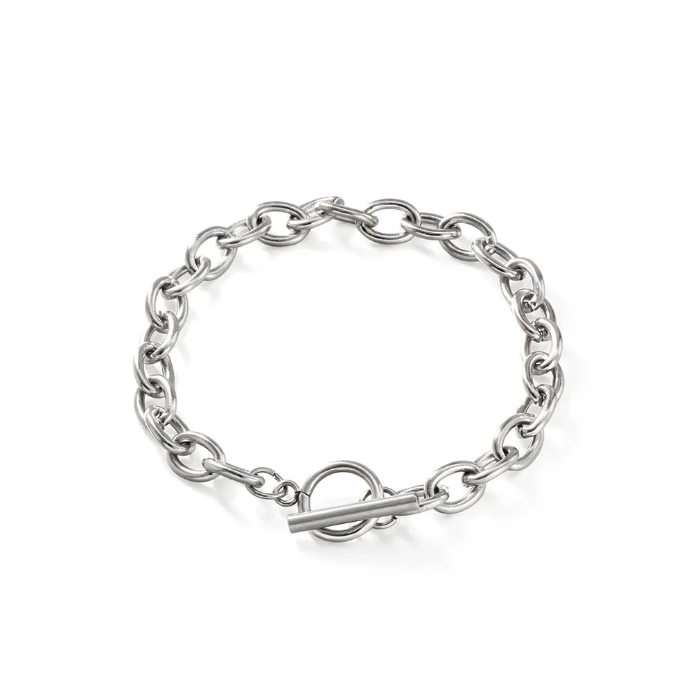 

New jewelry simple OT buckle bracelet personality fashion couple titanium steel bar anklet