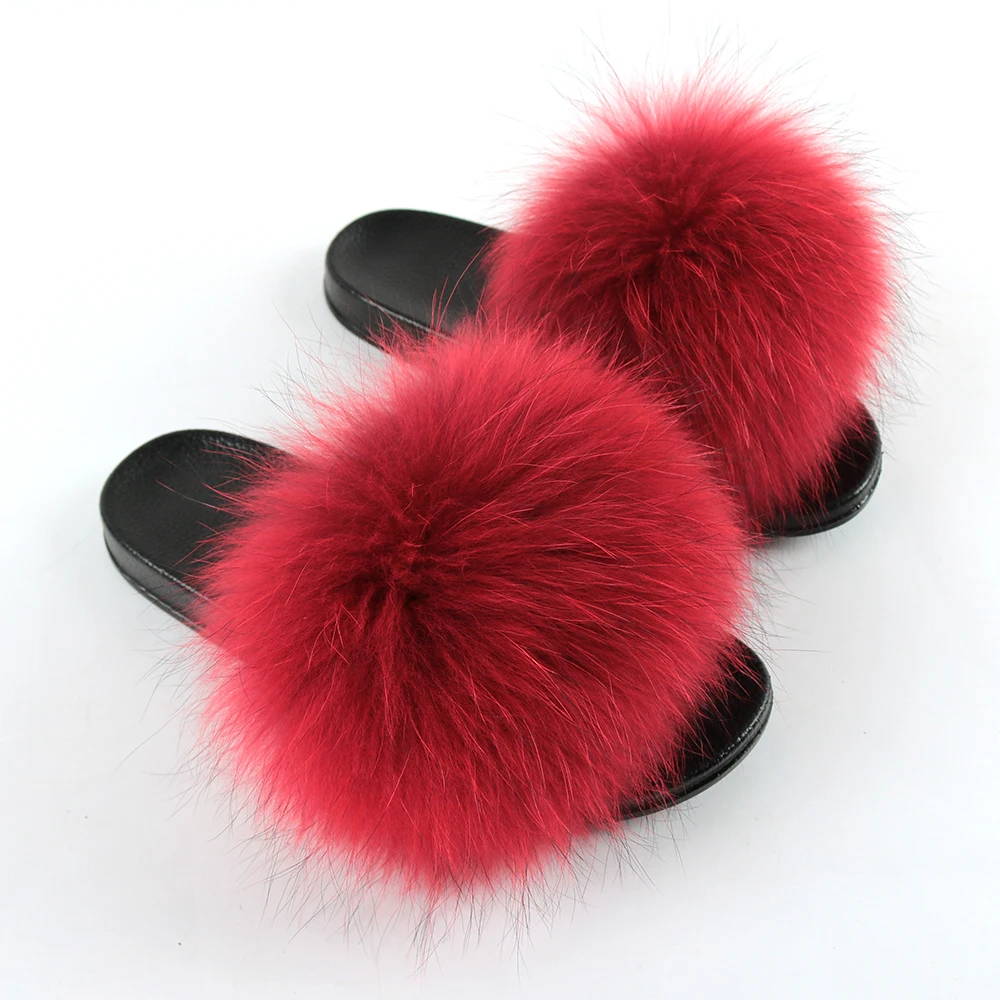 

Fashion Winter Rabbit Woman Indoor Plush Design Custom Slides Fox Fur Ladies Slippers