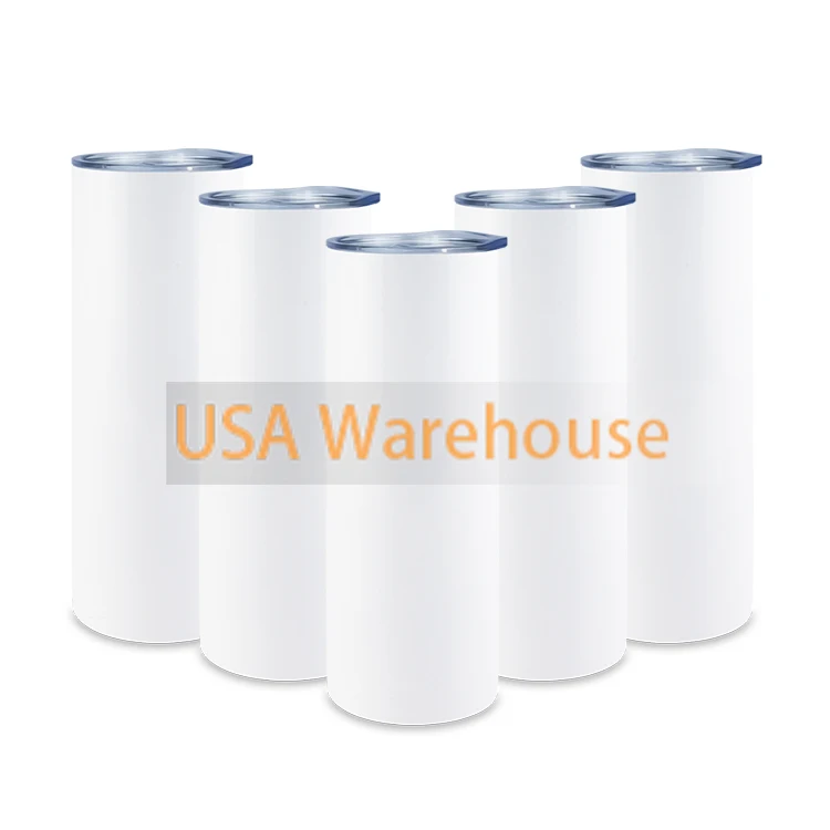 

Wholesale 20oz Stainless Steel Vacuum White Blank Straight Sublimation Tumbler Cups in bulk double wall with straw, Sublimation white