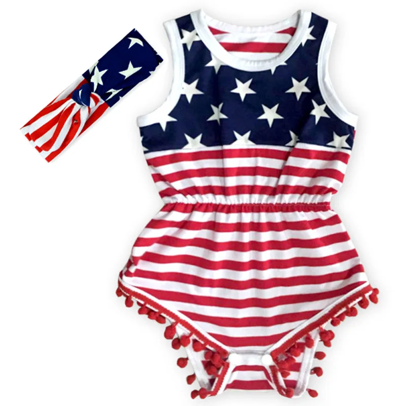 

Hot Sale National Flag Style Jumpsuit Independence Day National Day Us National Flag Style Children's Jumpsuit Romper