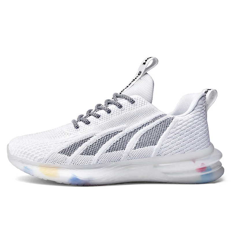 

Hot sale classic simple walking style luminous men casual shoes plus size knit man running sports shoes sneakers