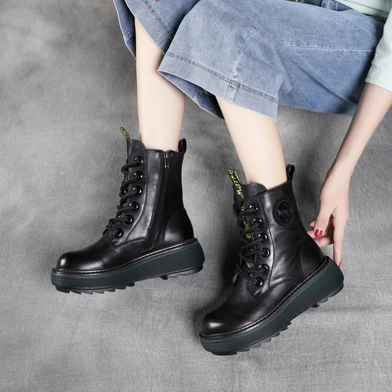 

2021 Wholesale Custom Ladies Zipper Marten Boots Leather Women Shoes Combat Women Boots
