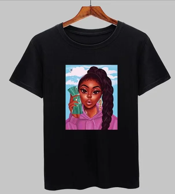

Wholesale Harajuku MAKE MONEY Hiphop T Shirt Women Vintage Graphic T-Shirt Funny Tshirt Black Women Shirt tops