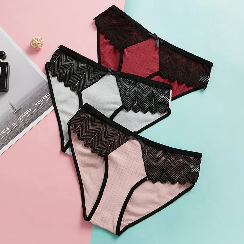 

Female New Lace Underwear For Women Sexy Briefs Ladies Mid-Rise Lingerie Woman Cotton Panties, Grey,dark grey,pink,red,green