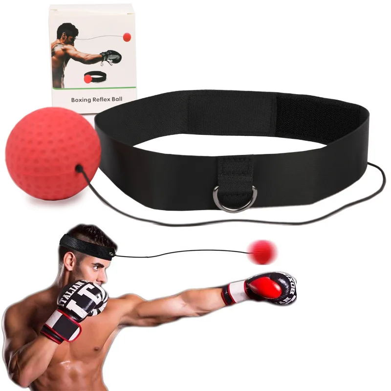 

ActEarlier boxing training fight ball head band boxing ball punch reaction speed reflex ball, Red black yellow (25g)