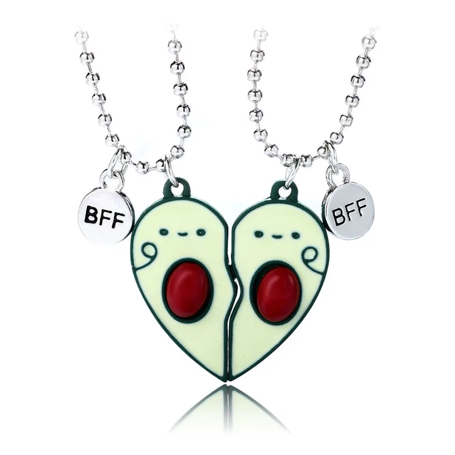 

Custom Magnetic Attraction Two Sets green Avocado pendant Necklace best friend necklaces matching necklace for best friends