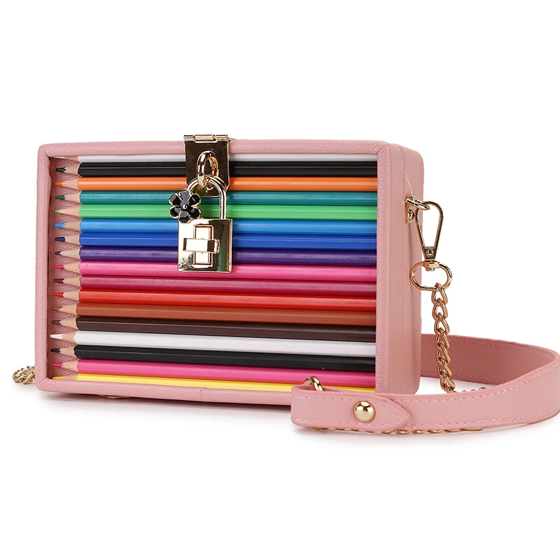 

Color Pencil Box Style Purses and Handbags for Women Party Clutch Bag Shoulder Crossbody Bag Designer Bag Pu Ladies 2021