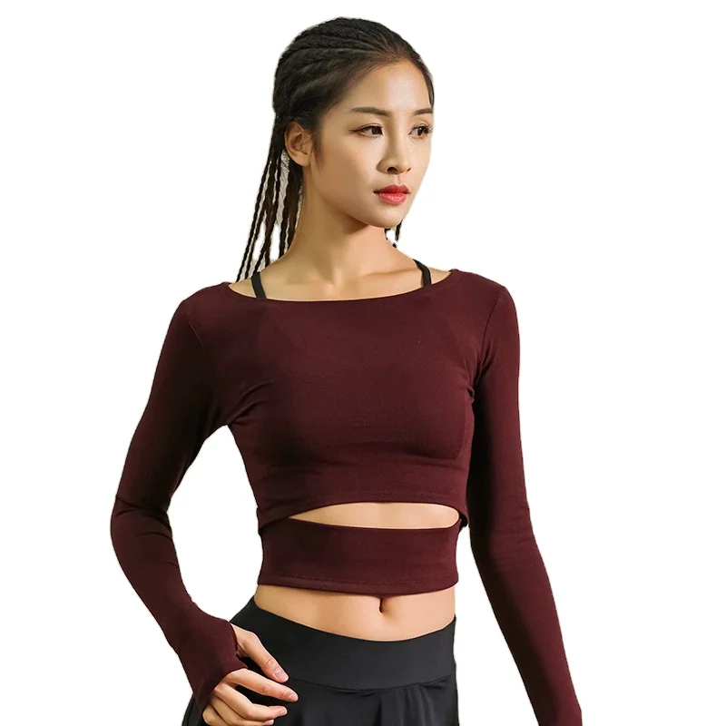 

Manufacturer Women Fitness Workout Sexy Hollow Out Long Sleeve Crop Top Sports Yoga Wear, Customized color