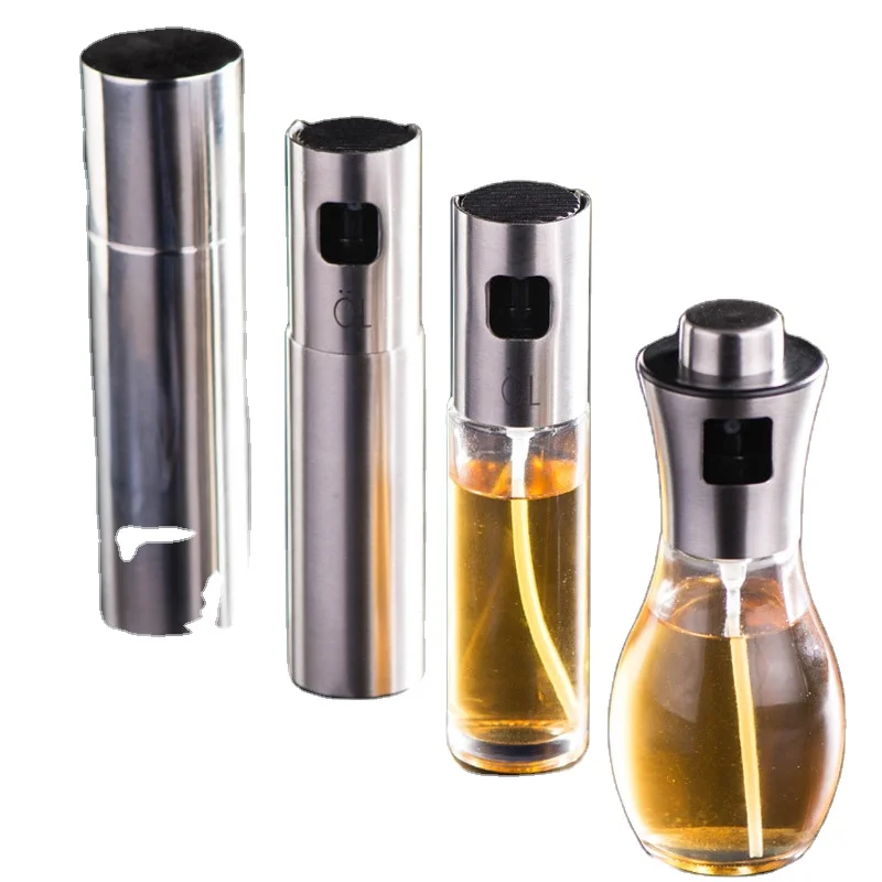 

Cooking Gadgets Stainless Steel Oiler Fuel Injector Sprayer Glass Leak-Proof Nozzle Type Oiler Press Oil Bottle