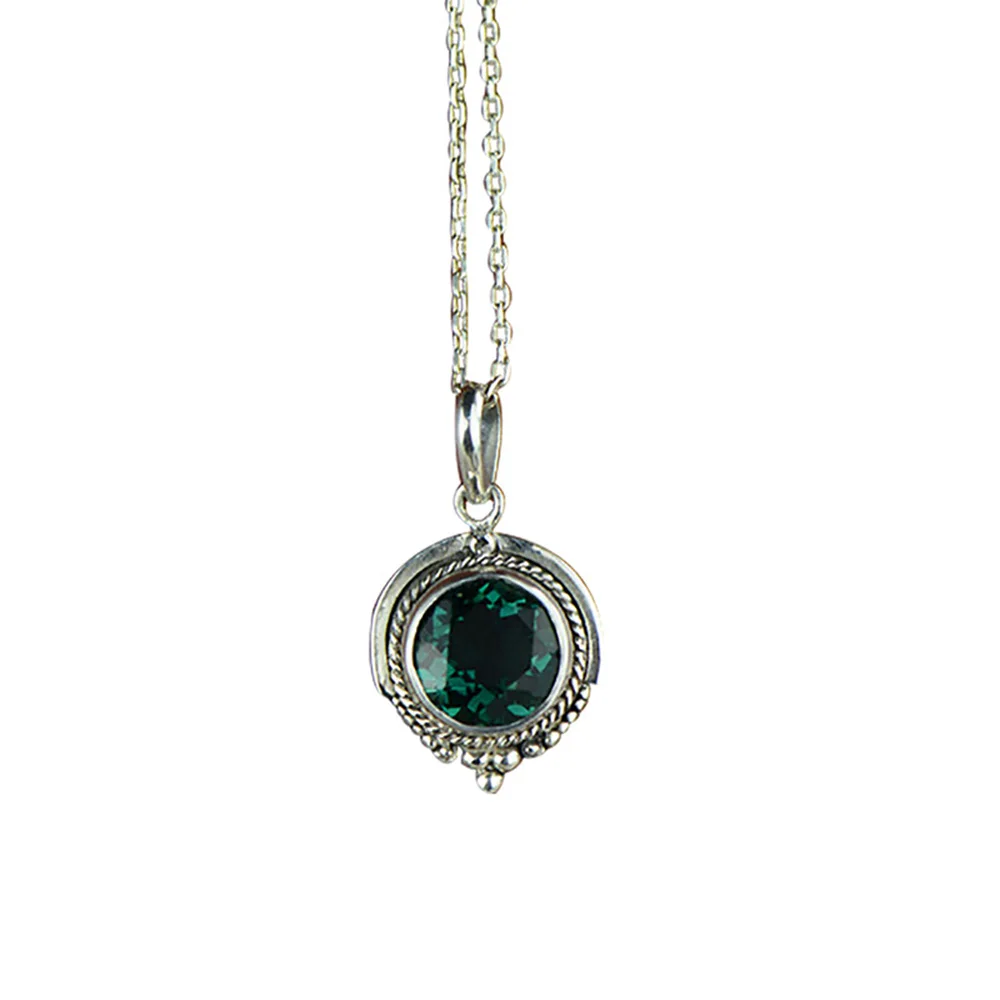 

Real Pure 925 Silver Emerald Pendant For Women With Natural Stones Antique Retro Necklaces & Pendants Pendentif Argent