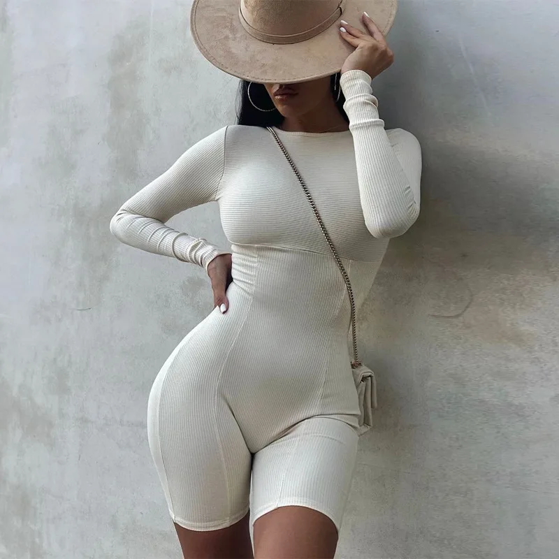 

Wholesale new fashion ladies winter base wear solid color long sleeve sweater bodycon jumpsuit bodysuits for women, Photo shows