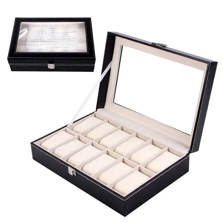 

New Style  Rosewood Watch Box Women's Personalized Watch Box with Glass Top, Black