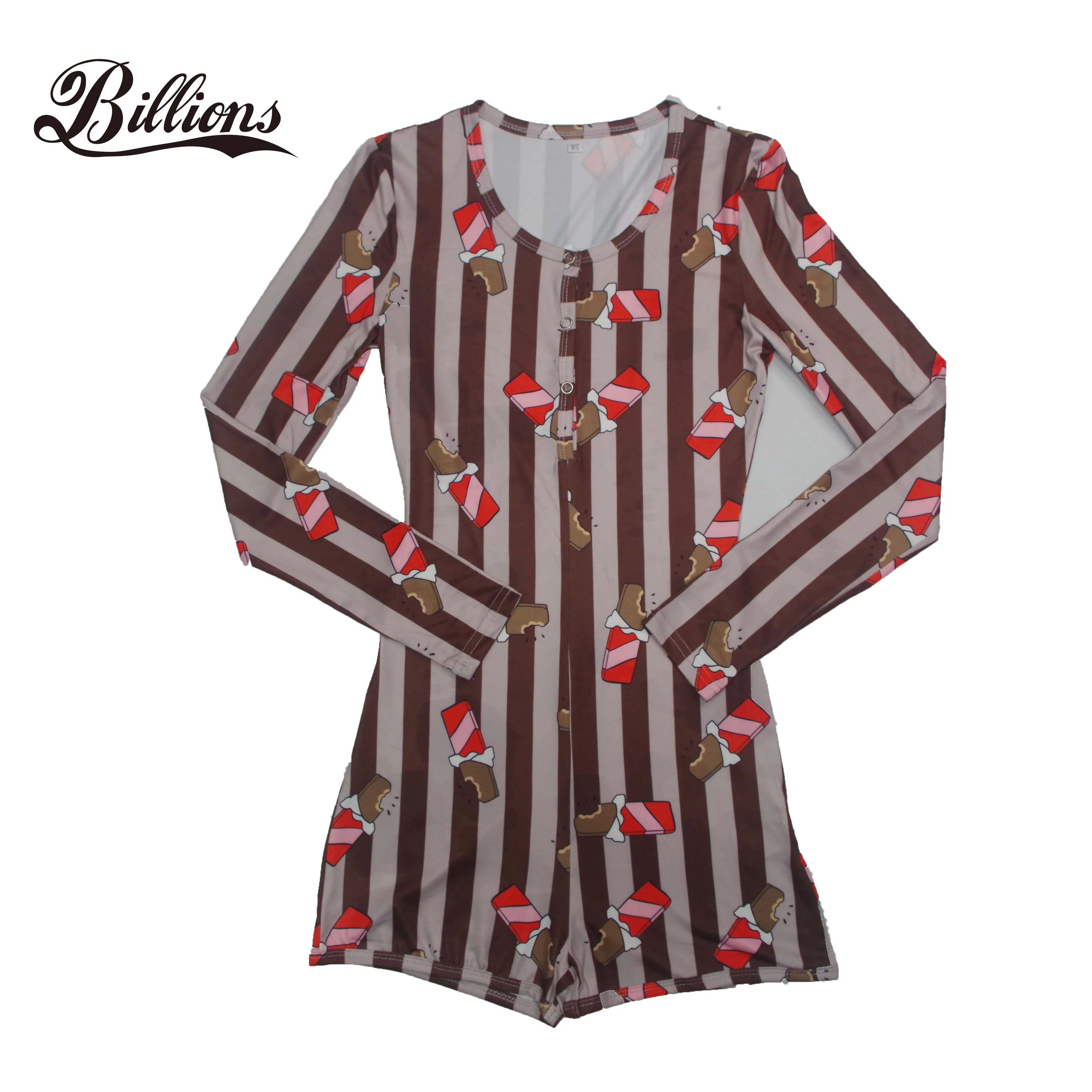 

2020 New Hot Selling V-Neck Plus Size Chocolete Pattern Adult Onesie, Picture